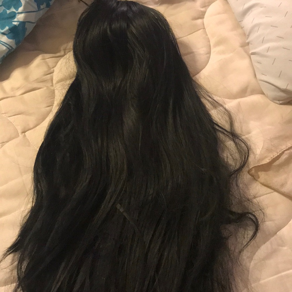 Long and thick black synthetic wig